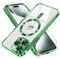 Misea Magnetic for iPhone 15 Pro Case Compatible with MagSafe [Never Yellowing] [Military Grade Drop Protection] Full Camera Lens Protector Plating Soft Clear Phone Case for Women Girls, Green