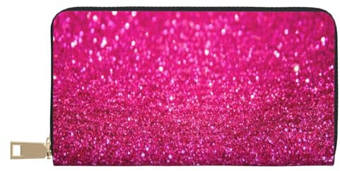 YUNWEIKEJI Paillettes Roses, Portefeuille de Grande capacité pour Hommes Femmes Portefeuilles Carte de crédit Portefeuille en Cuir Microfibre