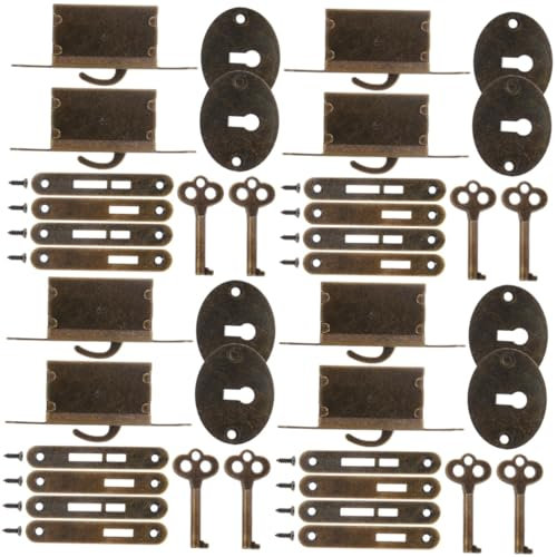 Gadpiparty 8 Sets Holzkisten Hardware Zubehör Schrankschlösser Mit Schlüssel Vorhängeschloss Riegelschloss Schlüssel Holzkisten Schloss Dekor Antike Schlüssel Dekoratives Schloss