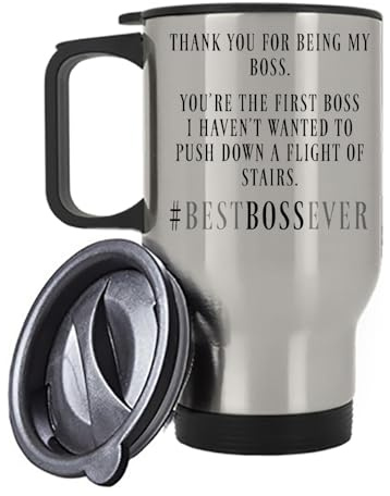 Giftme Thank You for Being My Boss, Best Boss Ever Gift, Insulated Travel Mug, Tea, Coffee Mug. (Silver)