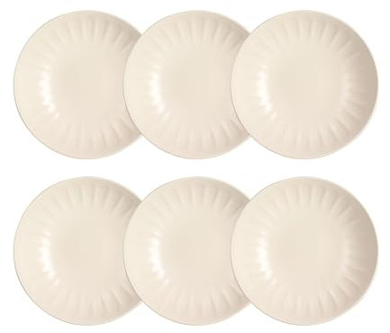 NOVASTYL - Lot 6 assiettes creuses bistrot 22cm en faïence crème - 2614596