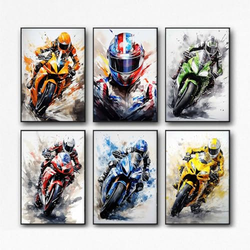 NebulaNova 6Pcs Car Posters Supercar Poster MotoGP poster Art Prints For Walls Vintage Racing Car Wall Art For Boys Bedroom (Unframe,8x12inch)