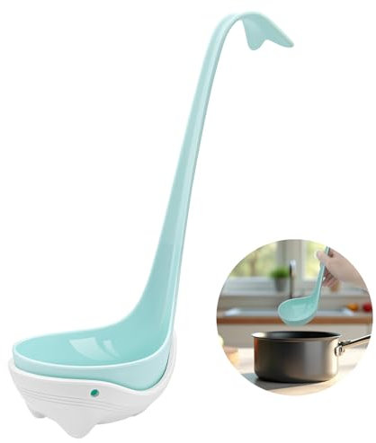 WhiteRhino Ladle Spoon with Base Whale Design Funny Kitchen Gadgets, Gravy Ladle Cooking BPA Free Utensil Gifts for Whale Lovers-Blue