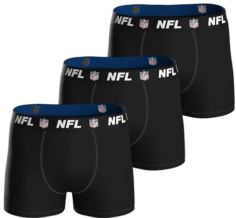 NFL Herren Boxershorts Shield-Logo, 3er Pack | Angenehm auf der Haut, hohe Bewegungsfreiheit, elastischer Logobund, waschbar bei 40°C
