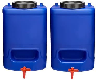 Garronda Bidón Boca Ancha Garrafa Agua con Grifo sin BPA 20 litros Depósito de Garrafa con Grifo Deposito Agua Camper 2 Pack Azul GD-0084