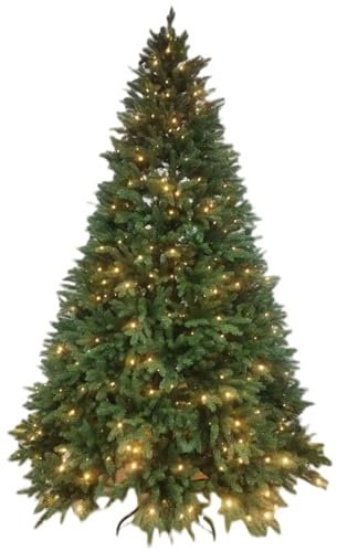 WINONDE NEIMENG Árbol De Navidad Preiluminado De 10 Pies, Árbol De Navidad Artificial con Luces Blancas Cálidas, Puntas De Ramas, Soporte De Metal Y Ramas con Bisagras para Decoración Navideña,8FT