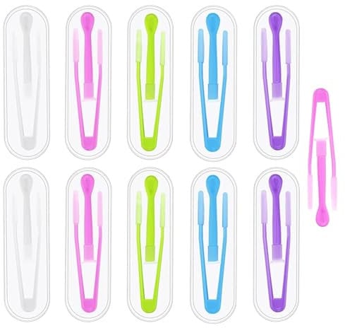 Generic 10 Pcs Contact Lense Applicator Set - Tweezers, Suction Stick, Remover - Pink, Yellow, Blue, Green, White - Silicone Tips - Contact Lens Tool Set