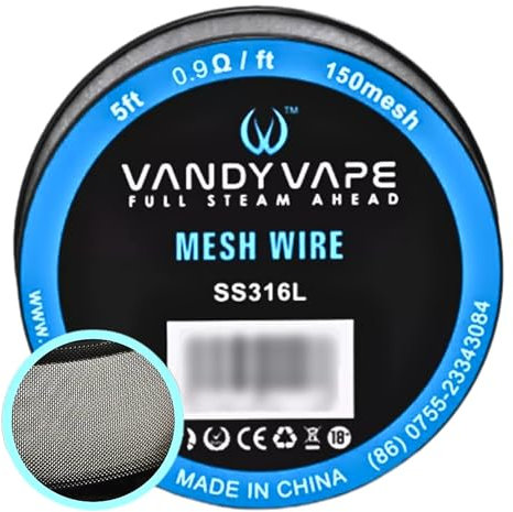 VANDY VAPE Mesh Wire [SS316L 150Mesh | 5ft] - Performance-ready Mesh Sheets Roll, Stainless Steel Material, No Nicotine