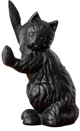 Black Cat Door Stop Heavy Cast Iron Stopper Indoor Garden Decorative Ornament