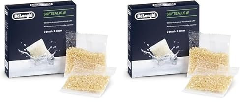 De'Longhi SoftBalls DLSC551 – Antikalk-Kügelchen, geeignet für Kaffeemaschinen mit Wassertank, Kalkreiniger & Wasserenthärter, Zubehör von De'Longhi, 2 Beutel, Weiß (Packung mit 2)