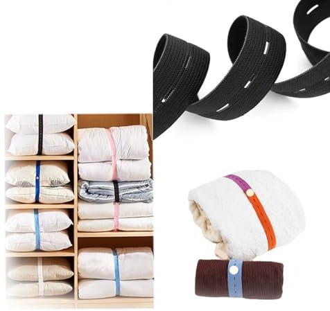Wobestod 50 Stück Kleidung Quilt Organizer Gummibänder, 25cm Kleideraufbewahrung Elastischen Bund mit Löchern für Kleiderschrank, Schublade, Reise, Kabelaufbewahrung (Schwarz)