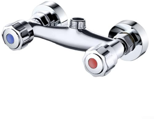 HOHOVYVY Robinet de douche à double interrupteur en laiton chromé - Robinet mélangeur chaud et froid - Double commande - Sortie d'eau G1/2 (A)