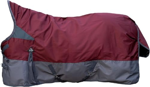 HKM Yukon 600D mit Polarfleece Highneckdecke, Dunkelrot/Grau, 115