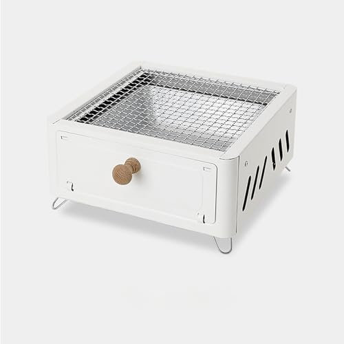 Tragbarer Holzkohlegrill, weiß, Camping-Tischgrill, BBQ, leicht, für Zuhause, Party, Outdoor