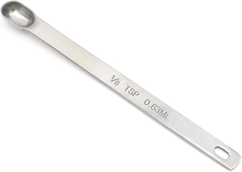 1/8 Teaspoon Stainless Steel Single Measuring Spoon - Measuring Spoons - Teaspoon Measure, and Easy Read Measuring Spoons - 0.63 ml Capacity - Compact mini Stainless Steel Long Handle