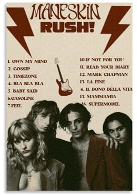 ASDGHIAWEUWQ Maneskin-Poster, modern, Retro-Kunst, Ästhetik, Leinwand, Malerei, Kunstposter, Abdeckung, Wand, 20 x 30 cm, ungerahmter Stil
