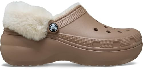 Crocs Classic Platform Fuzz Lined Clog Latte Size 5 UK Women
