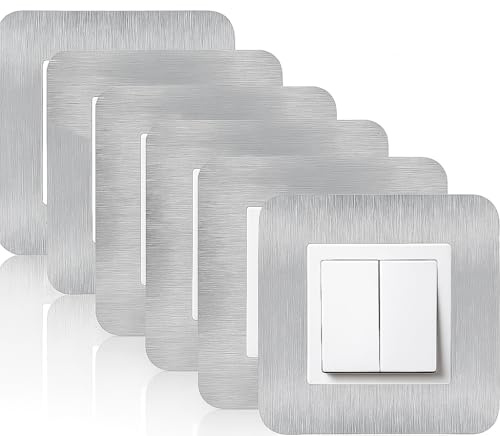 6 Pack Light Switch Cover Plates, Silver Light Switch Protectors, Decorative Wall Socket Stickers for Home and Office