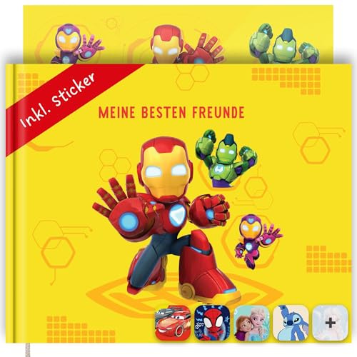 PRINTHOUSE Ironman Freundebuch Kindergarten Junge Inkl. Sticker - Offiziell Lizensiertes Marvel Produkt - Freundschaftsbuch Kindergarten Freundebuch Jungs Meine Kindergartenfreunde Buch DinA5