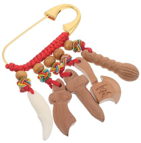Toyvian Babysicherheitsnadel Windelklammer aus Pfirsichholz Rotes Chinesisches Revers Design Sanfte Babybrosche für Neugeborene und Schwangere Tragbarer Schutz für Babykleidung
