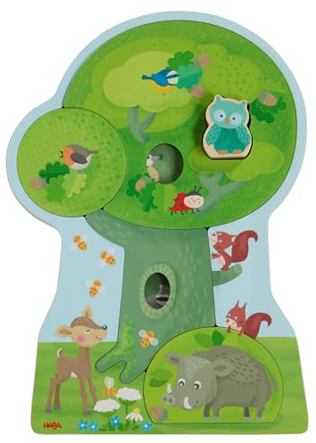 HABA Holzpuzzle Waldtiere – 3D-Entdecker-Puzzle mit 3 Ebenen – Schicht für Schicht Tiere im Baum Finden – Spannendes Schichtenpuzzle aus Holz für Kinder ab 3 Jahren – 1306939001