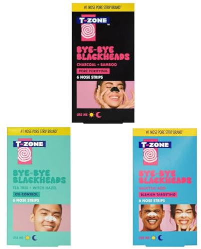 T-Zone Nose Strip Trio – Charcoal & Bamboo, Tea Tree & Witch Hazel, and Salicylic Acid Nose Pore Strips - Blackhead Remover & Deep Cleansing Pore Unclogging Treatment