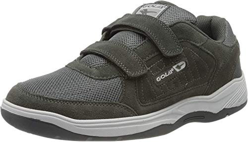 Gola Mens Charcoal Grey Touch Fastening Real Suede Leather Wide Fit EE Trainers 12 UK