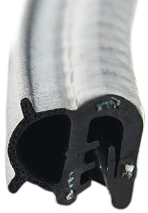 SMI-Dichtungsprofil DS10 für 2-4mm EPDM Moosgummi/Vollgummi mit Stahleinlage selbstklemmend ohne Kleber - Kantenschutz mit Dichtung seitlich, Kantenschutzdichtprofil für Auto, Kofferraum (1 m)