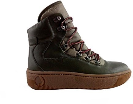Janet Sport Polacco in Pelle Liscia e Tessuto Nylon Allacciatura con Occhielli a Borchie