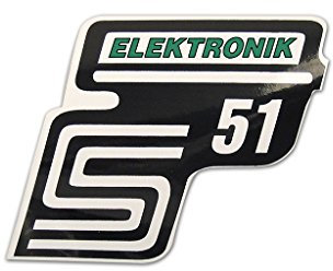 2X Aufkleber Schriftzug S51 Elektronik grün Seitendeckel v. BJ-Handel