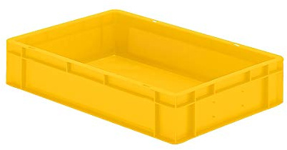 Euro-Format-Stapelbehälter, Wände und Boden geschlossen - LxBxH 600 x 400 x 120 mm - gelb, VE 5 Stk - Euronorm Stapelkasten Euronorm Stapelkästen Euronorm-Stapelkasten Kunststoff-Stapelkasten