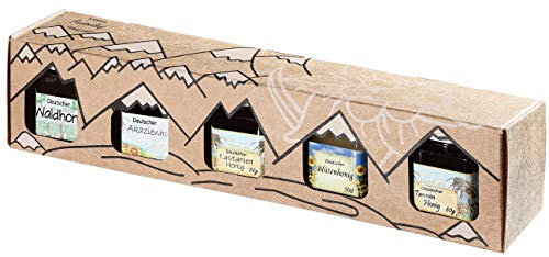 Allgäuer Genuss-Box | Deutscher Honig Geschenkbox mit 5x 50g Feinschmecker-Brotaufstrich (5x Deutscher Honig)