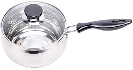 Tubayia Casserole à lait en acier inoxydable avec couvercle en verre pour pâtes, soupes, bouillie, lait, etc. (14 cm)