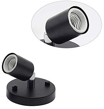 E27 Ceiling Spotlight Adjustable Single Head Lamp Holder Edison Screw Fitting Bulb Light Base Wall Spot Light (Black)