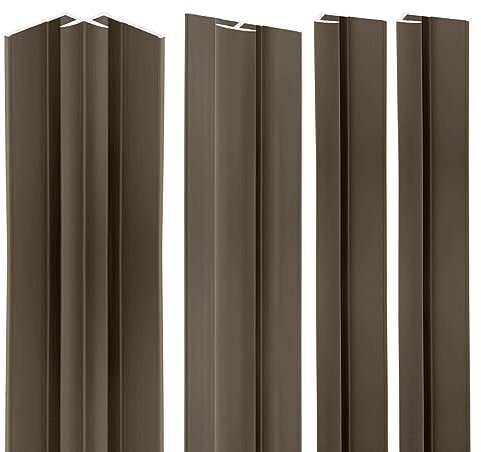 Schulte DecoDesign Profilset, 210 cm, Taupe, Verbindungsprofile für Duschrückwände und Wandverkleidung bis 3 mm, D1901121 678, 2 x Endprofil, 1 x Eckverbinder in Ecke, 1 x Flächenverbinder