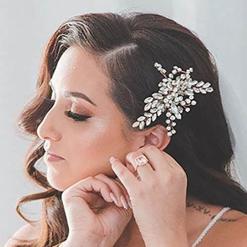 Zoestar Hochzeitshaarkämme Kristall Kopfschmuck Strass Braut Haarschmuck für Frauen und Mädchen (Silber)