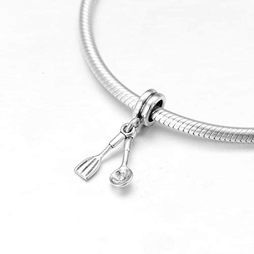 HGFRT Spacer Hollow Beads 925 Sterling Silver Shovel Spoon Fine Pendants For Diy Bracelets Necklaces Small Charm Beaded