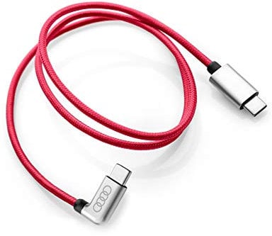 Audi 8S0051435L Ladekabel USB-C auf USB-C Verbindungskabel Kabel gewinkelt rot, ca. 63 cm