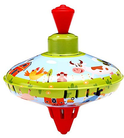 LICHENGTAI 14CM Brummkreisel, Metall Schwungkreisel aus Blech, klassischer Pumpkreisel, Schwungkreisel aus Blech, Blechkreisel mit Spitze, Spielzeugkreisel für Kinder ab 18 Monate - A