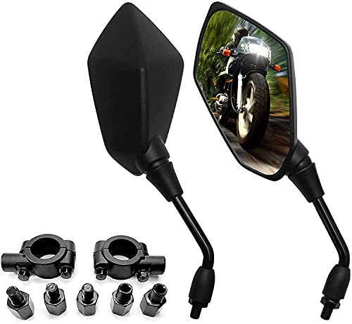 Tosucs 8mm 10mm Espejo Retrovisor Moto con Abrazadera 7/8 Retrovisores Moto Universal para Street Cars Universal Scooters