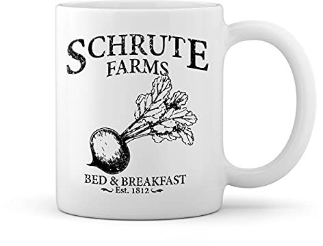 The Office TV Show Schrute Farms Dwight Dunder Miffline Beets Tasse blanche Café Mug