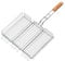 Maestro MR-1003 Grillrost mit Holzgriff Verschließbar Grillgitter Ersatzrost Doppelgrill Grillgitter Ersatzrost BBQ (Stahl, 40x30cm)