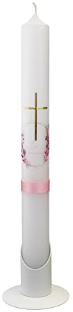 Wiedemann Kommunionkerze Kreuz Zur Kommunion 400/40mm (Rosa)