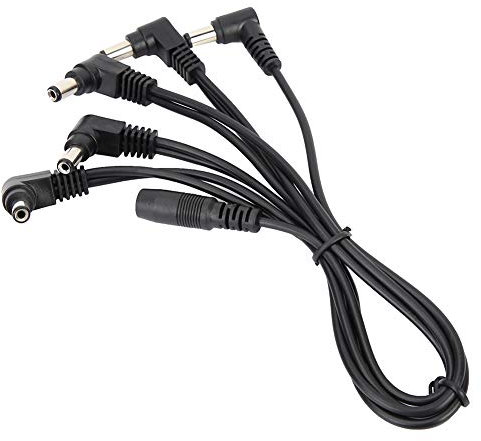 5-Wege Daisy Chain Gitarrenpedal Netzteil Splitter Kabel Adapter mit rechtwinkligem Stecker für Effektpedale, Gitarre Bass Zubehör 5 fach rechtwinkliger Stecker Daisy Chain Strom Kabel