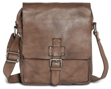 Cas8 men LINUS Umhängetasche mit Überschlag, stilvolle Messenger Bag für Herren, Bürotasche aus 100% Leder, Männertasche für Office & Freizeit, brown