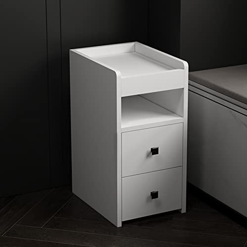 QLIGHA 20 cm ultraschmaler Nachttisch, weißer Nachttisch Schlafzimmer Wohnzimmer, Moderne minimalistische Multifunktions mit Schubladenschrank, 20*30*45cm