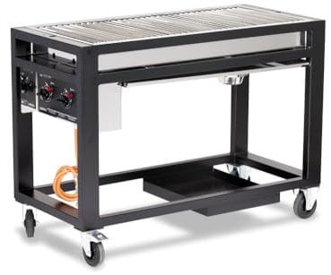 HENDI Gasgrill Europa, 3 Brenner, Grillwagen, Grillfläche: 1100x500mm, 21,6kW, 1260x580(H)900mm, Edelstahl, Schwarz