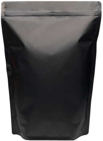 Confezione da 50 sacchetti in mylar nero opaco da 1 gallone, 10 x 35 cm, richiudibili con cerniera, grandi sacchetti per imballaggio in lamina termosaldabile