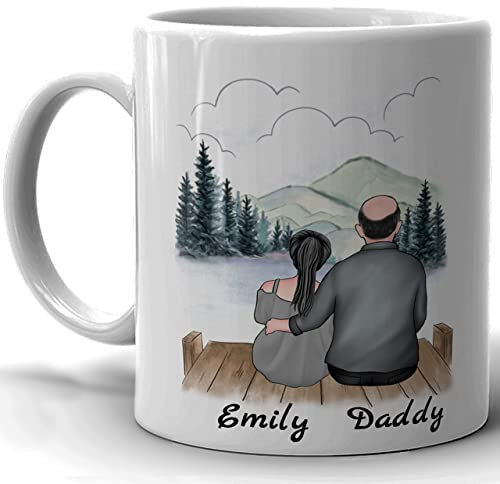 4GIFTSAKE Personalised Tea Coffee Mug Father’s Day Gift Mug Cup with Custom Print Message Birthday Gift Surprise for Dad from Daughter Son Customised Novelty Gifting