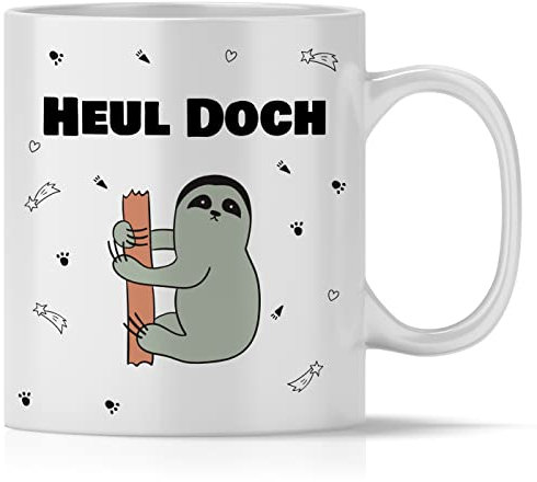 mindmonkeys® Tasse mit Spruch Heul Doch Faultier für immer pöbelnde Kollegen Freunde Chefs lustige Statements zum Geschenk Geschnekidee zum Geburtstag Vatertag Keramik 300 ml